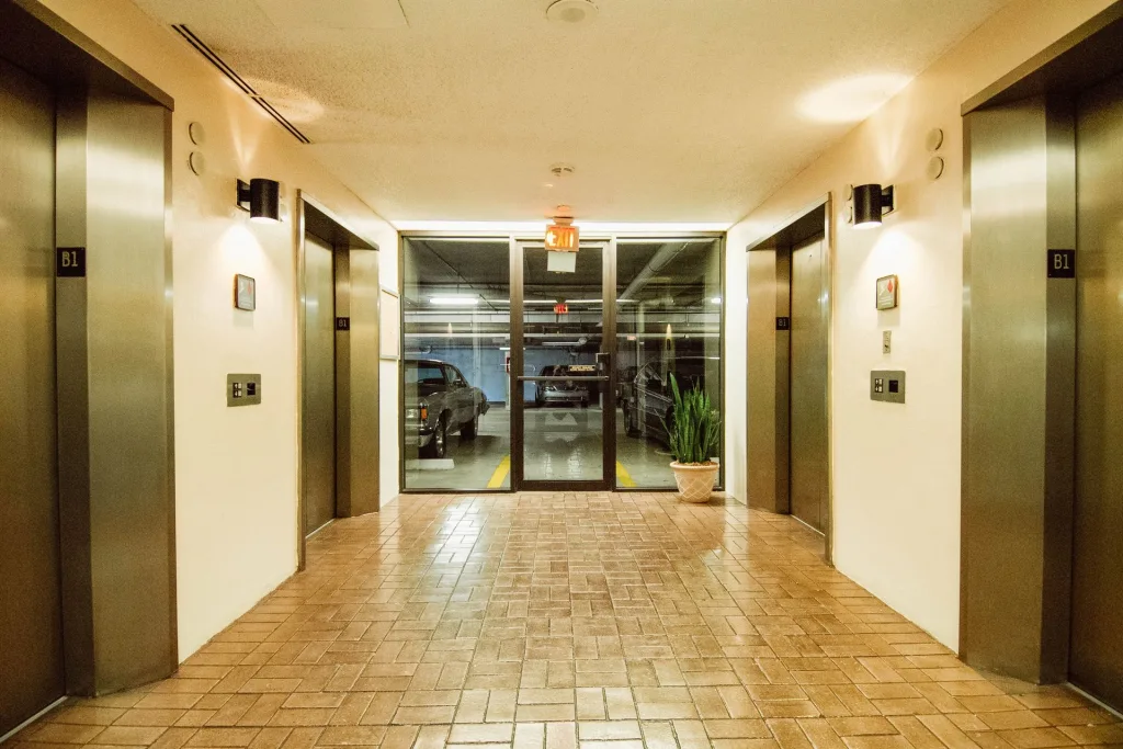 residence parking garage elevator lobby