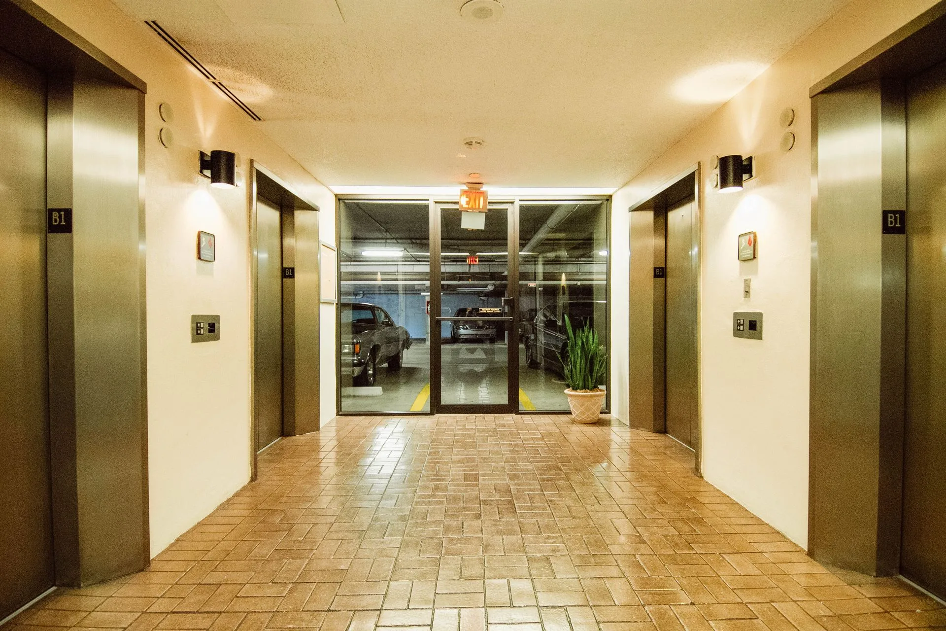 residence parking garage elevator lobby